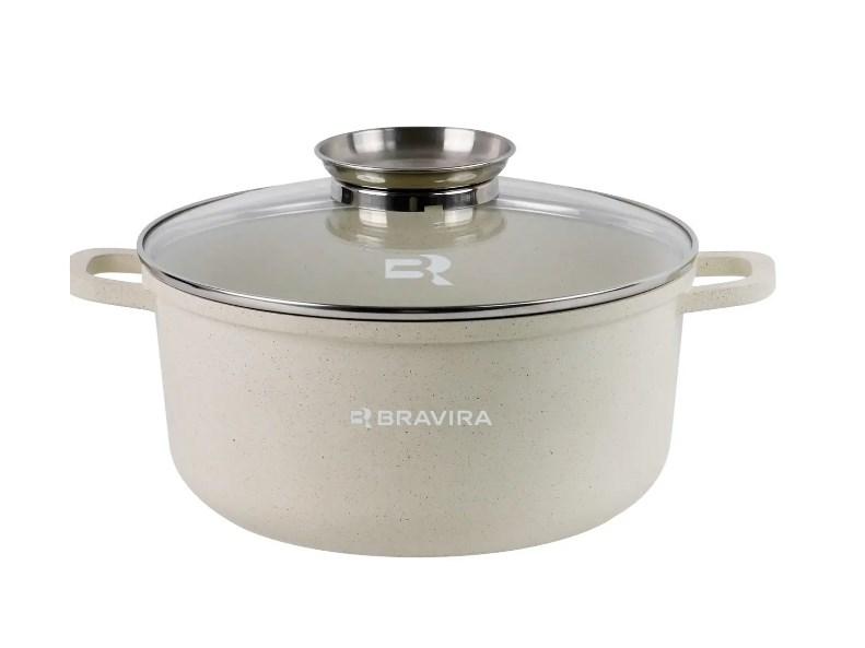 Каструля Bravira Sand Light з силік. прихватками 3,3 л d22 см h10 см алюміній з мармуровим покриттям (BR8007-22), фото 1