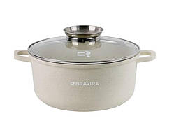 Каструля Bravira Sand Light з силік. прихватками 3,3 л d22 см h10 см алюміній з мармуровим покриттям (BR8007-22)