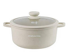 Каструля Bravira Sand Light з силік. прихватками 3,3 л d22 см h10 см алюміній з мармуровим покриттям (BR8008-22)