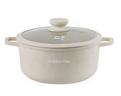 Каструля Bravira Sand Light з силік. прихватками 4,5 л d24 см h11,5 см алюміній з мармуровим покриттям (BR8008-24)
