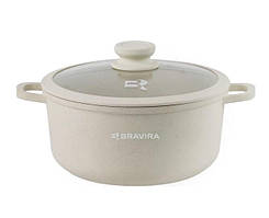 Каструля Bravira Sand Light з силік. прихватками 5,5 л d26 см h12 см алюміній з мармуровим покриттям (BR8008-26)