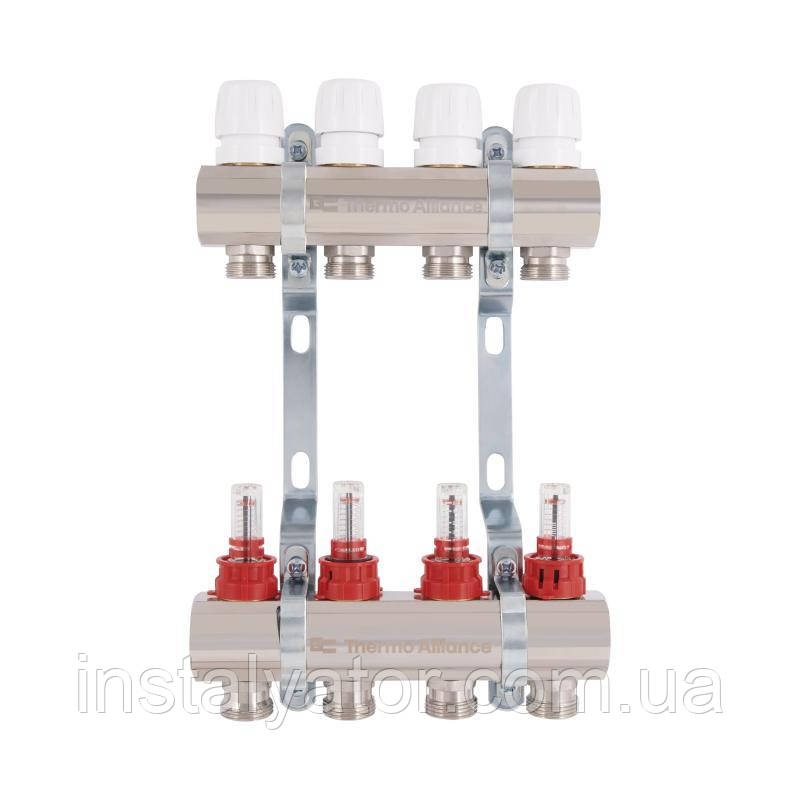 Колектор з витратомірами Thermo Alliance Standart 1" 4 виходи SD235W4, фото 1