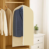 1шт Чохол для одягу на змійці 140х60см, напівпрозорий, Бежевий