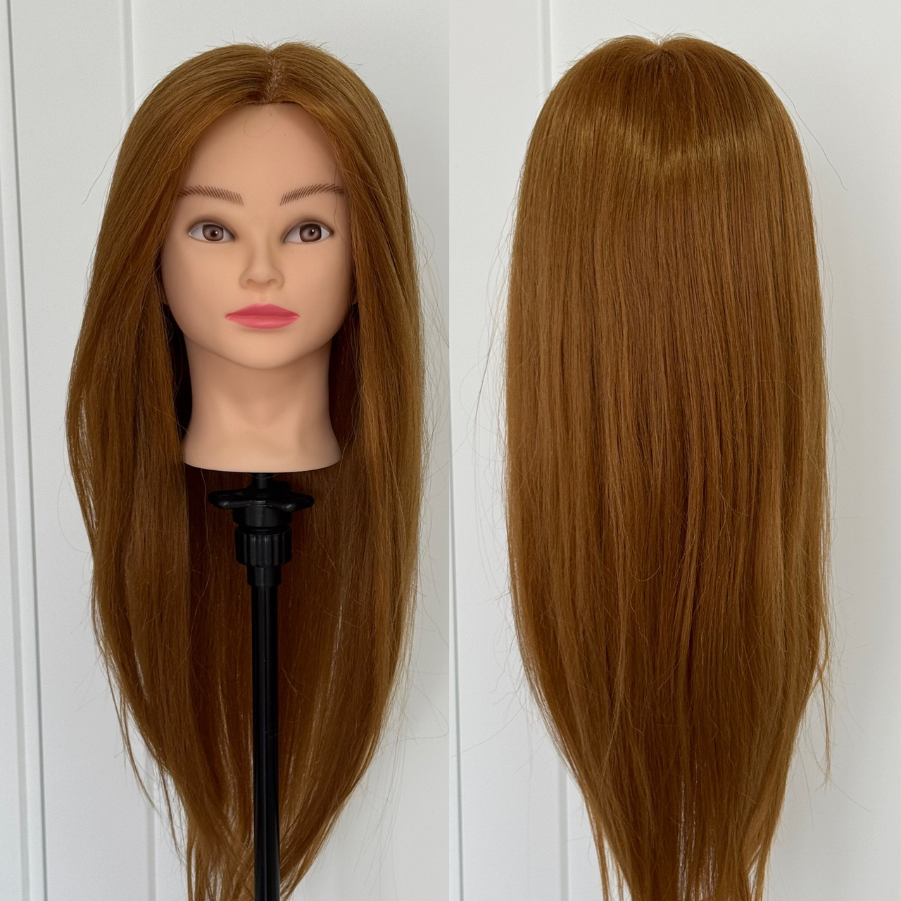 Манекен голова з натуральним волоссям 70% для зачісок навчальна перукарська для стрижки манікен, фото 1