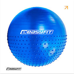 Фітбол 65 см EasyFit Hybrid синій (фітбол напівмасажний)
