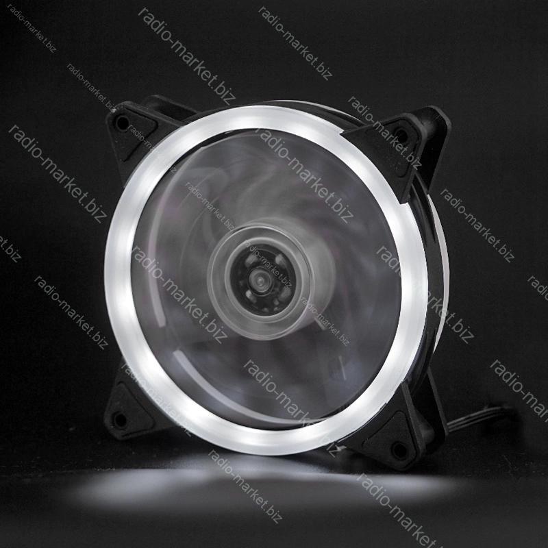 Вентилятор 12025, чорний, біле підсвічування з двох сторін