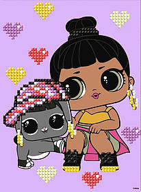 Ideyka Набір з алмазною мозаїкою (вибірковою) "L.O.L. Surprise! Honey Bun With Bunny Hun" 15x20см