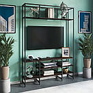 Тумба під телевізор Лофт з 4 відкритими полицями з ЛДСП Елегантна тумба під ТБ 140 см шириною, фото 3