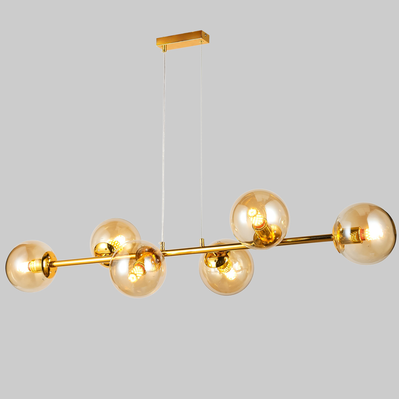 Золота люстра довга 115см на 6 ламп (84-1021-6 DDG+BR)