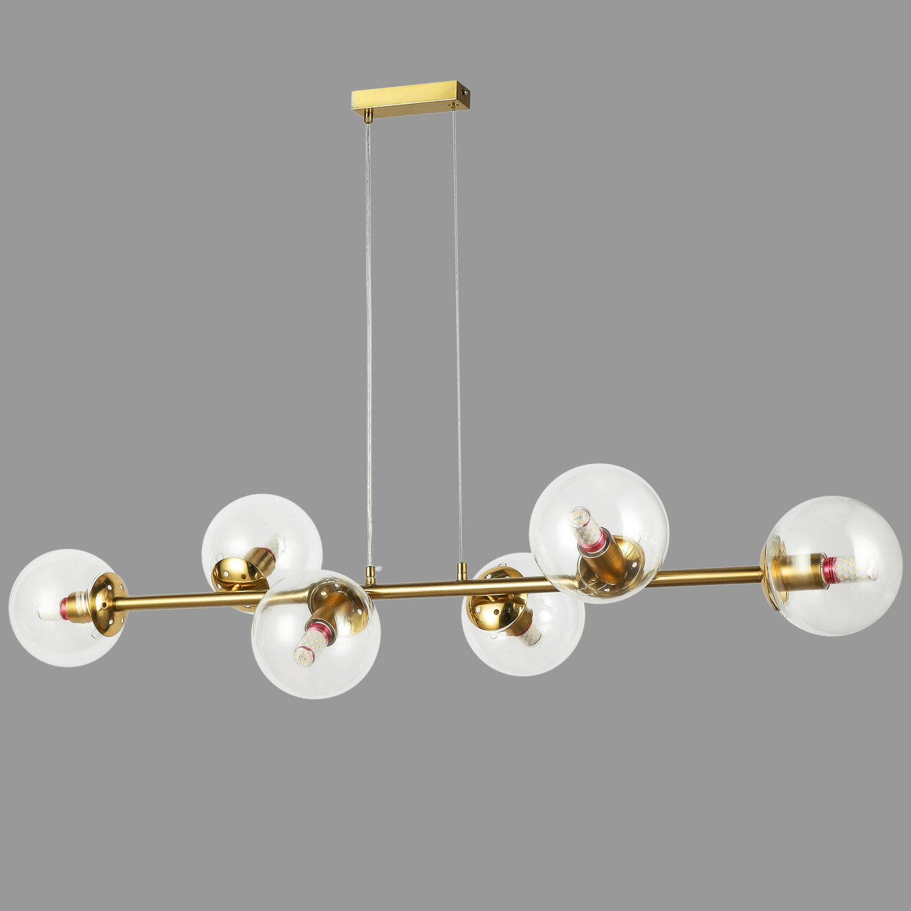 Бронзова люстра довга 115см на 6 ламп (84-1021-6 GAB+CL)