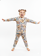 Дитяча піжама для дівчинки утеплена з мікроначісом Ведмедики на 2-8 років 100% бавовна