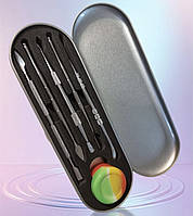 Уцінка. Стеки для ліплення набір із 5 шт. 2-стор. інструментів у металевій коробці +баночка для змішування.