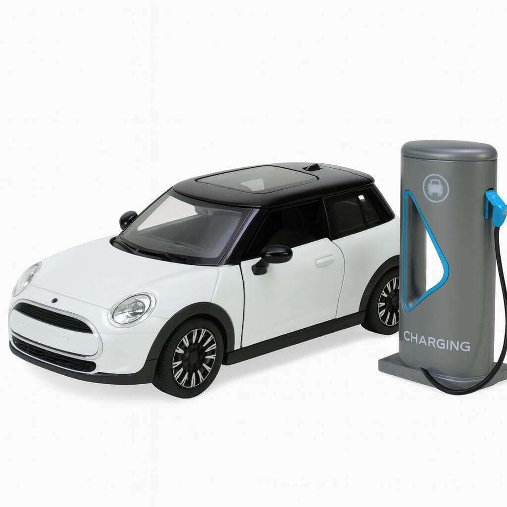 Іграшкова машинка Автопром MINI Cooper біла 1:28 — металева модель зі світлом і звуком, 13,5 см, арт. 68739-1, фото 1