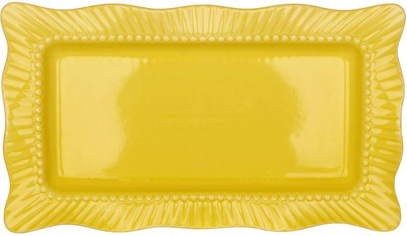 Блюда керамічні Chalkida 31х18см, набір 6 прямокутних блюд, жовті, фото 1