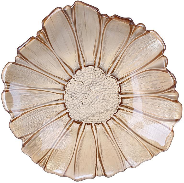 Блюдо скляне "Flower" Ø36х7см, скло кольору амбер, фото 1