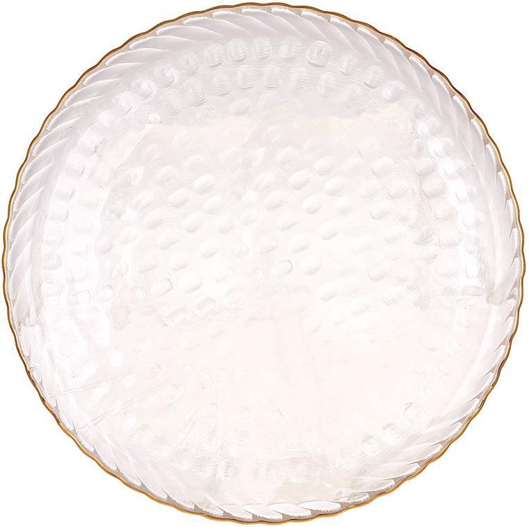 Блюдо скляне "Bauble" Ø27см, прозоре із золотою облямівкою, фото 1