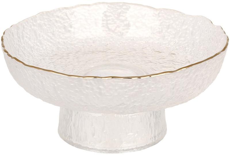 Фруктівниця скляна "Fleur" Ø14.5х6.5см прозорий із золотою облямівкою, фото 1