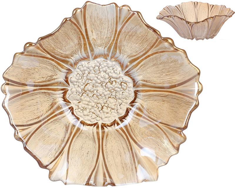 Блюдо скляне "Flower" Ø19х7см, скло кольору амбер, фото 1