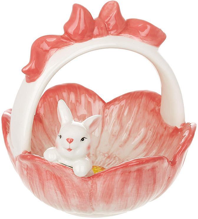 Цукерниця-кашпо "Зайка у Квітці" Ø18х20см, кераміка, фото 1