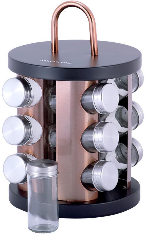 Набір ємностей для спецій Kamille Spice Rak 12 спецовників на круглій підставці 22х19х19см, фото 1