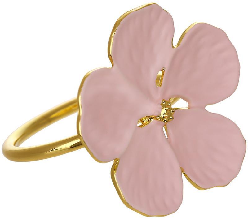 Комплект 6 кілець для серветок "Рожева Квітка" Ø4см, металеві, фото 1