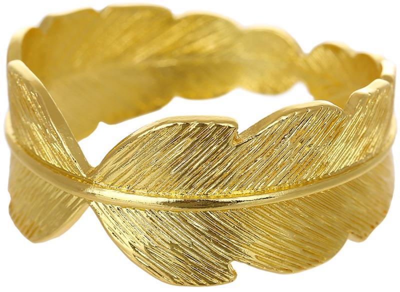 Комплект 6 кілець для серветок "Золотий Лист" Ø4.5см, металеві, фото 1