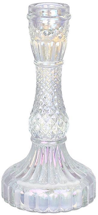 Набір 12 скляних свічників "Crystal Glass" 17см, перламутр, фото 1