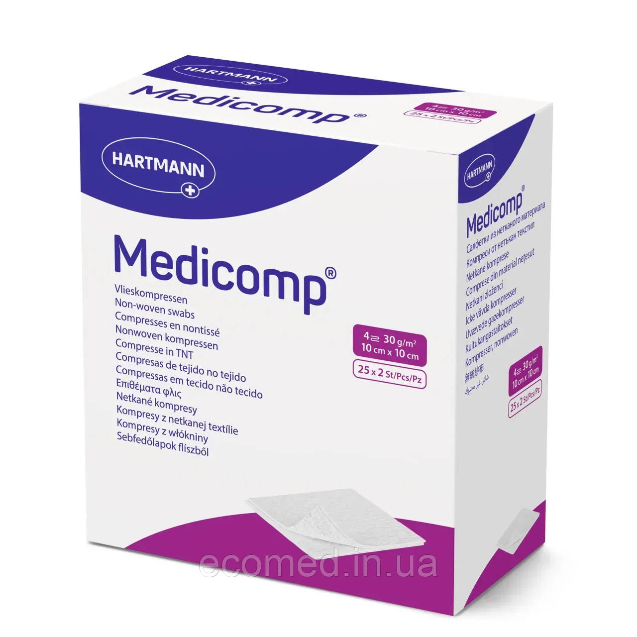 Серветка Медікомп (Medicomp) 10см*10см, 2шт. в пакунку, фото 1