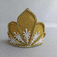 Карнавальний Обруч на голову, Корона снігуронька новорічний аксесуар, костюм сніжна ніч золота, ручна робота(210109)