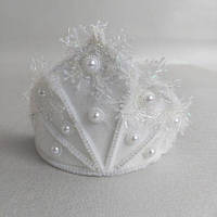 Карнавальний Обруч на голову новорічний "Сніжинка біла з перлинками" з фоамірану, ручна робота (210107)
