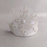 Карнавальний Обруч на голову новорічний "Сніжинка біла" з фоамірану, легка та зручна ручна робота (210101)