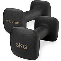 Гантелі вінілові Cornix Square 2 x 3 кг XR-0408 Black