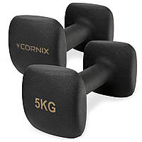 Гантелі вінілові Cornix Square 2 x 5 кг XR-0410 Black