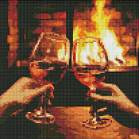 Алмазна мозаїка "Гріємось біля каміна" 30х30см, в термопакеті, ТМ Ідейка, Україна