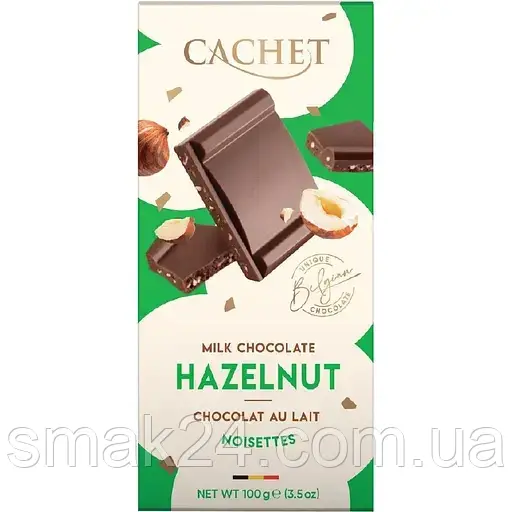 Шоколад молочний із лісовим горіхом Cachet Hazelnut Бельгія 100 г