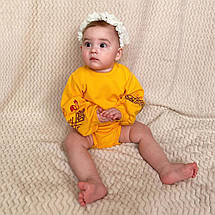 Вишитий боді Курочка для дівчинки помаранчевий інтерлок 100 бавовна святковий Пасха 62 68 74 80 86 92 98, фото 4