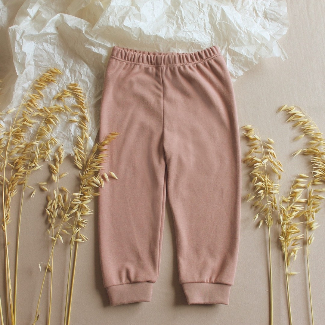 Штанята дитячі інтерлок какао теплий натуральний відтінок штани з манжетами для немовлят бавовна 100%