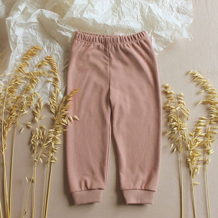 Штанята дитячі інтерлок какао теплий натуральний відтінок штани з манжетами для немовлят бавовна 100%, фото 1
