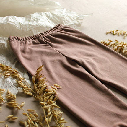 Штанята дитячі інтерлок какао теплий натуральний відтінок штани з манжетами для немовлят бавовна 100%, фото 2