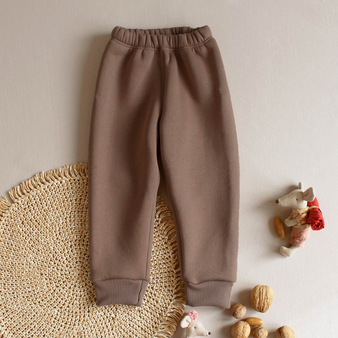 Дитячі теплі штани кавового кольору з тринитки з начосом для новонароджених м’які манжети комфортні