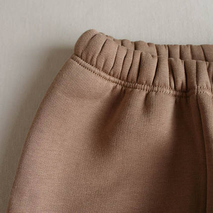 Дитячі теплі штани кавового кольору з тринитки з начосом для новонароджених м’які манжети комфортні, фото 2