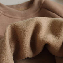 Дитячі теплі штани кавового кольору з тринитки з начосом для новонароджених м’які манжети комфортні, фото 3