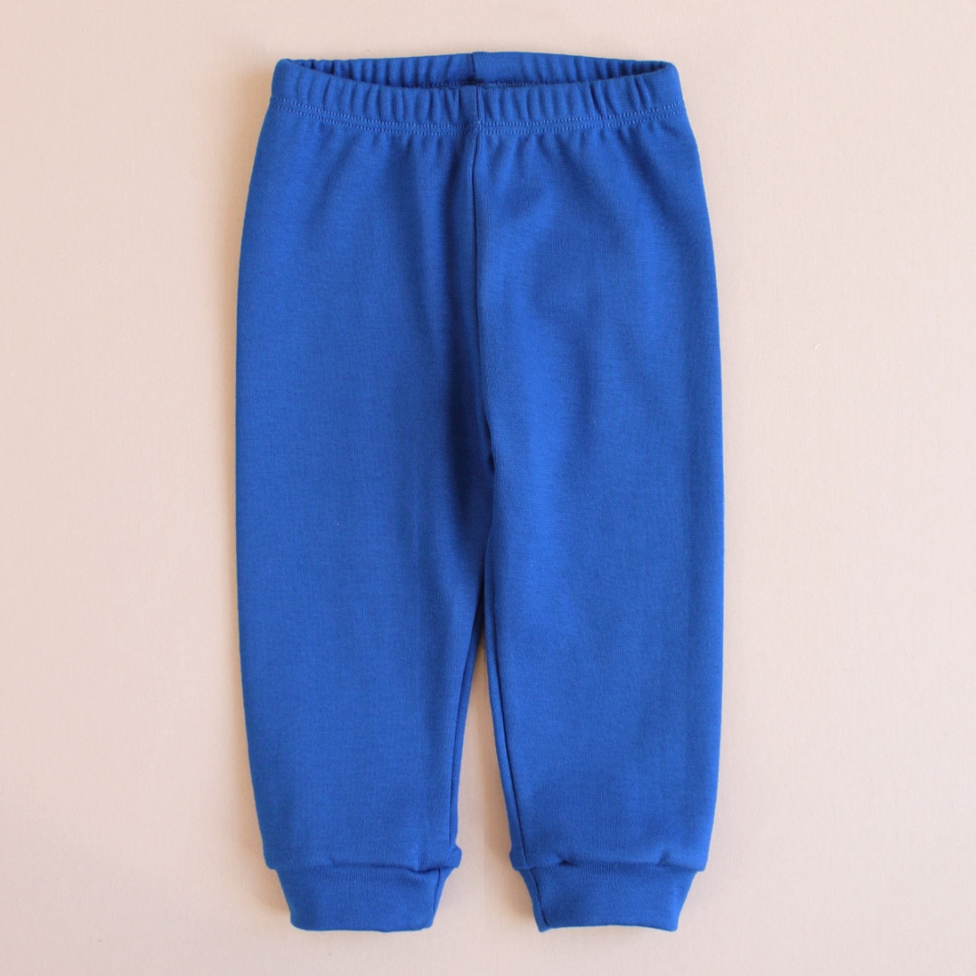 Дитячі сині штани з еластичної рібани для новонароджених і малюків м’які спортивні штанці на манжетах