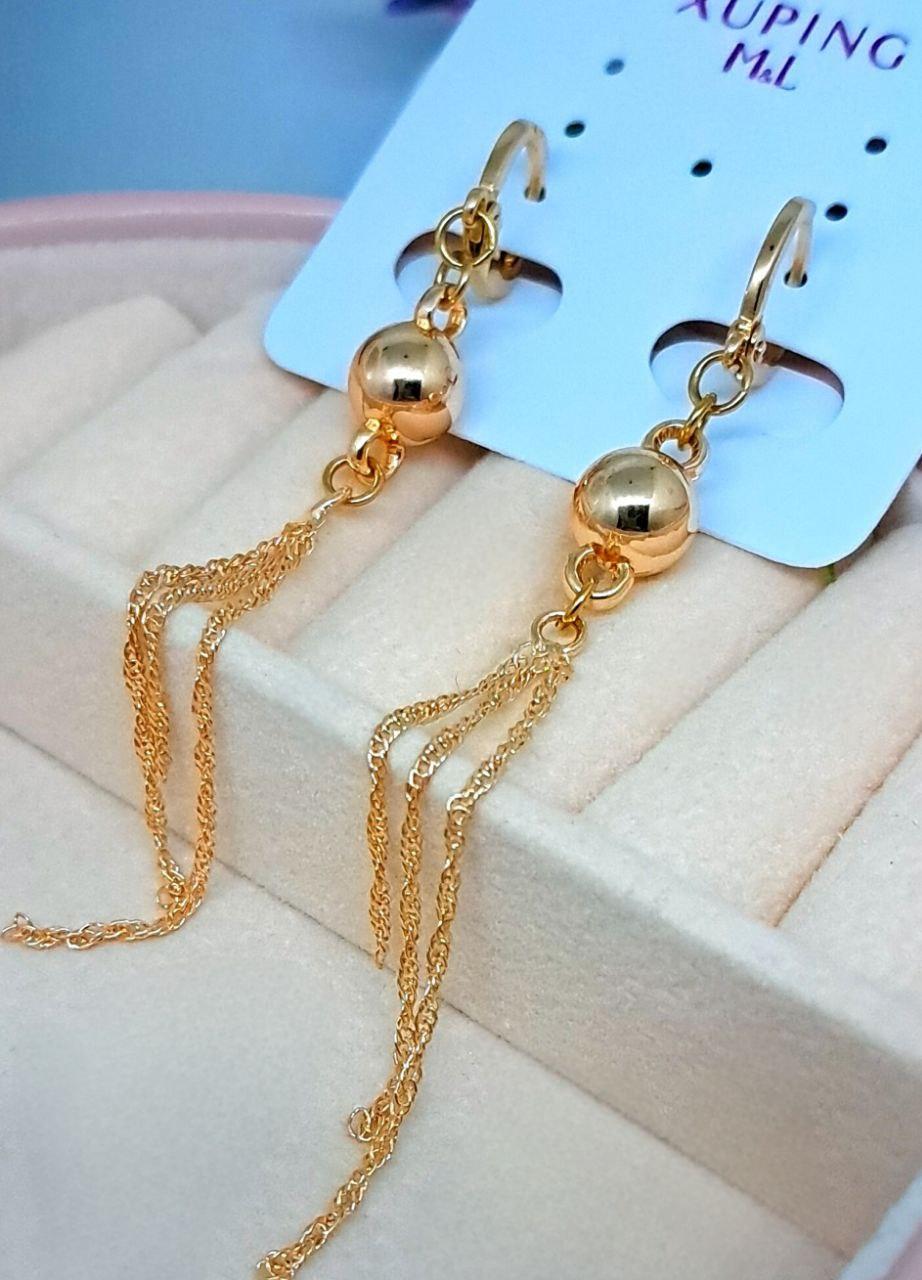 Сережки підвіски 8 см Медичне золото Xuping 6092