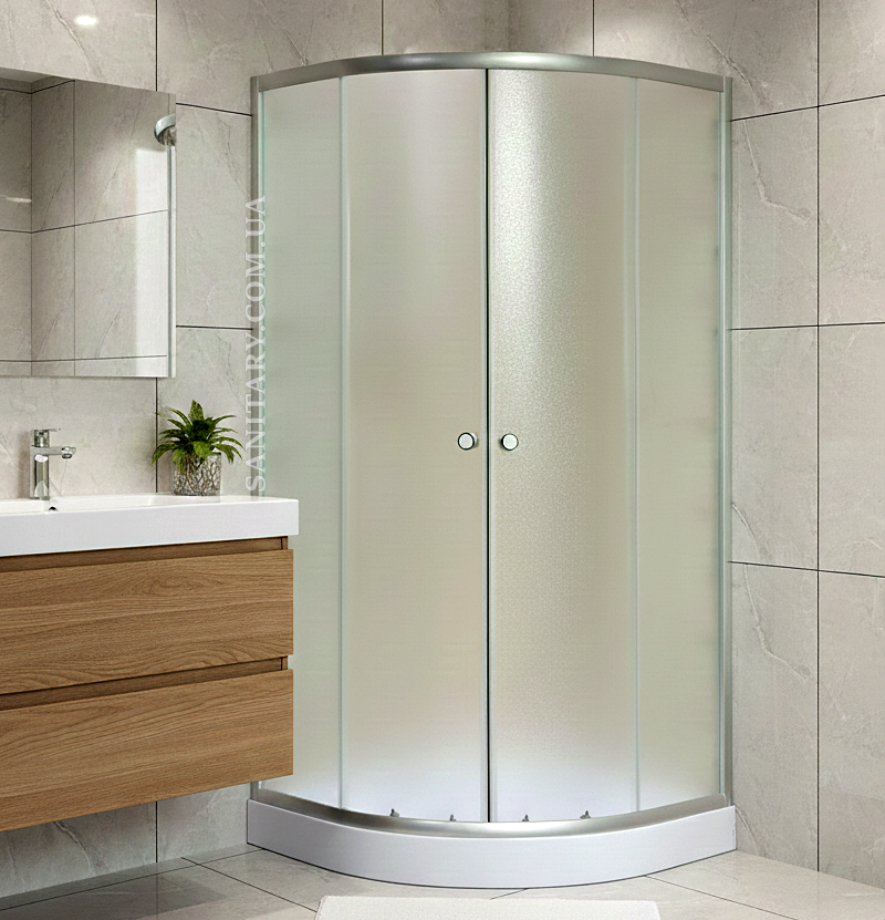 Душова кабіна 80х80х195 см Ko&Po 7122 на низькому піддоні матове скло розсувні двері, фото 1