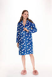 Халат велсофт на блискавці з кишенями і капюшоном N.EL принт мікі мауси (розміри: XL-3XL) синій
