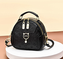 Дитяча міні сумочка овальна з тисненням, сумка для дівчаток Чорний