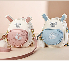 Дитячий міні рюкзачок Fashion з вушками та хутряним брелоком, маленька сумка рюкзачок із вухами для дівчаток