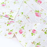 №111-4 Самоклеюча 3D панель "Троянди на білій цеглі" 77×70 см товщина 4 мм, фото 5