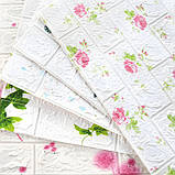 №111-4 Самоклеюча 3D панель "Троянди на білій цеглі" 77×70 см товщина 4 мм, фото 4